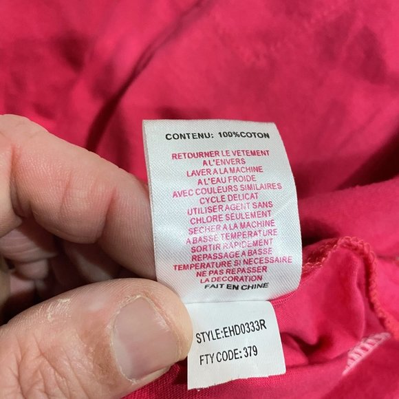 Eckored Women's Pink Cotton Drawstring-Hem Round Neck Separated-Hooded Shirt XS - Picture 6 of 8